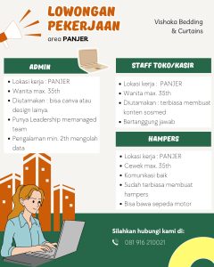Lowongan Kerja Sebagai Admin, Staff Toko/Kasir, Hampers untuk Vishaka Bedding & Curtains di Bali penempatan di Panjer