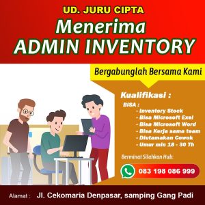 Lowongan Kerja Sebagai Admin untuk UD. Juru Cipta di Bali penempatan di Denpasar