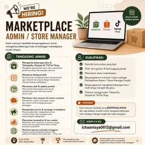Lowongan Kerja Sebagai Admin/Store Manager untuk Marketplace di Bali penempatan di Bali