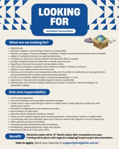 Lowongan Kerja Sebagai Assistant Accountant untuk Freight4u Penempatan di Bali