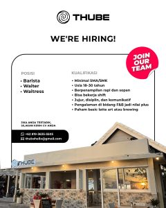 Lowongan Kerja Sebagai Barista, Waiter, Waitress untuk Thube di Bali penempatan di Kuta