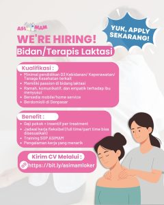 Lowongan Kerja Sebagai Bidan/Terapist Laktasi untuk ASIMAM Penempatan di Denpasar