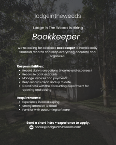 Lowongan Kerja Sebagai Bookkeeper untuk Lodge In The Woods Penempatan di Tabanan
