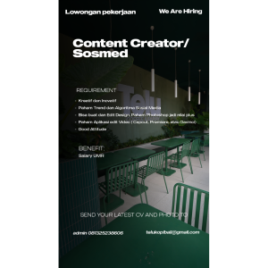 Lowongan Kerja Sebagai Content Creator / Sosmed, Cleaning Service & Gardener untuk Telu Kopi Bali Penempatan di Denpasar