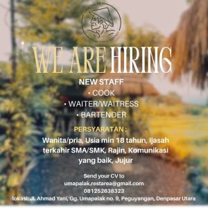 Lowongan Kerja Sebagai Cook, Waiter/ss, Bartender untuk Uma Palak Coffee & Eatery di Bali penempatan di Denpasar