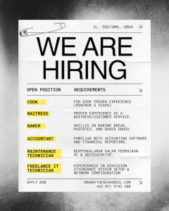 Lowongan Kerja Sebagai Cook, Waitress, Baker, Accountant, Maintenance Technician, Freelance IT Technician untuk Swan by The Sea Penempatan di Gianyar