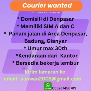 Lowongan Kerja Sebagai Courier untuk CV SANWAN Penempatan di Denpasar