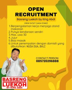 Lowongan Kerja Sebagai Crew Outlet untuk Basreng Luekoh di Bali penempatan di Nusa Dua