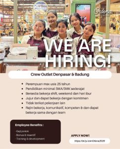 Lowongan Kerja Sebagai Crew Outlet untuk Life at Orlena Penempatan di Bali