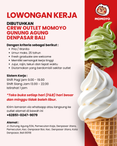Lowongan Kerja Sebagai Crew Outlet untuk Momoyo di Bali penempatan di Denpasar