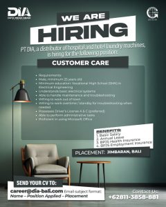 Lowongan Kerja Sebagai Customer Care, Akunting, Purchasing Staff untuk DIA Duta Indah Abadi Penempatan di Bali