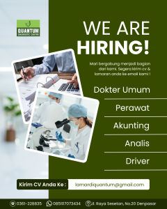 Lowongan Kerja Sebagai Dokter Umum, Perawat, Akunting, Analis, Driver untuk Quantum Diagnostic Centre Penempatan di Denpasar