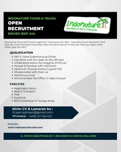 Lowongan Kerja Sebagai Driver, Accounting untuk Indonature Tours & Travel di Bali penempatan di Gianyar