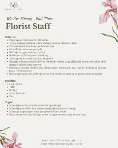 Lowongan Kerja Sebagai Florist Staff untuk Momo Blooms Penempatan di Denpasar
