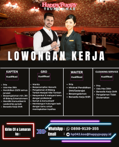 Lowongan Kerja Sebagai Kapten, GRO, Waiter, Cleaning Service untuk Happy Puppy Teuku Umar Penempatan di Denpasar