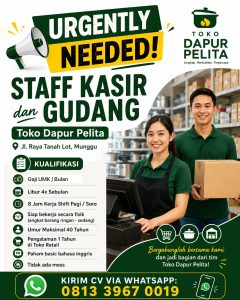 Lowongan Kerja Sebagai Kasir, Gudang untuk Toko Dapur Pelita di Bali penempatan di Badung