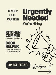 Lowongan Kerja Sebagai Kitchen Commis, Cook Helper untuk Tender Leaf Canteen Dipakai di Bali penempatan di Pecatu