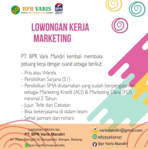 Lowongan Kerja Sebagai Marketing untuk BPR VARIS Penempatan di Mengwi, Badung
