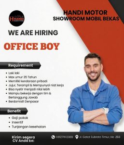 Lowongan Kerja Sebagai Office Boy untuk Handi Motor di Bali penempatan di Denpasar