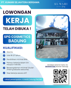 Lowongan Kerja Sebagai SPG Cosmetics untuk Kumari Cosmetic Penempatan di Dalung, Badung