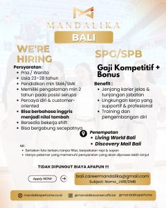 Lowongan Kerja Sebagai SPG/SPB untuk Mandalika Perfume Penempatan di Bali