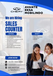 Lowongan Kerja Sebagai Sales Counter untuk Chery Avante Eksa Mobilindo di Bali penempatan di Kuta