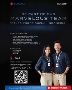 Lowongan Kerja Sebagai Sales Force untuk Suzuki Indonesia Penempatan di Bali
