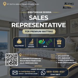 Lowongan Kerja Sebagai Sales Representative untuk PT. Duta Abadi Primantara Bali di Bali penempatan di Gianyar, Badung, Denpasar