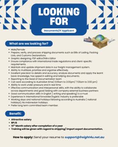 Lowongan Kerja Sebagai Staff Documents/IT Applicant untuk Freight4u Penempatan di Bali