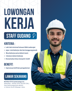 Lowongan Kerja Sebagai Staff Gudang untuk Penempatan di Denpasar