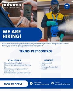 Lowongan Kerja Sebagai Teknisi Pest Control untuk Nohama Penempatan di Bali
