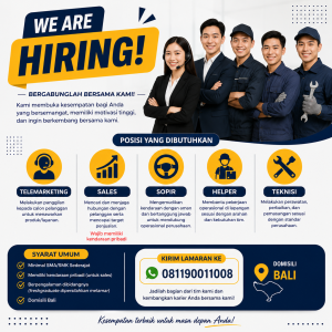 Lowongan Kerja Sebagai Telemarketing, Sales, Sopir, Helper, Teknisi untuk Penempatan di Bali