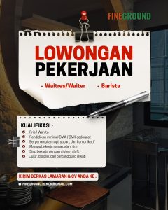 Lowongan Kerja Sebagai Waiter/Waitress, Barista untuk Fine Ground Penempatan di Denpasar