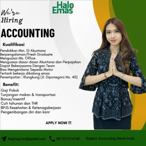 Lowongan Kerja Sebagai Accounting untuk Halo Emas penempatan di Klungkung