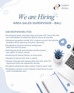 Lowongan Kerja Sebagai Area Sales Supervisor untuk Kharisma Sukses Persada Penempatan di Bali