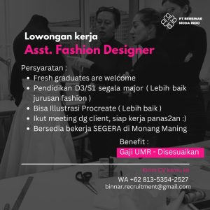Lowongan Kerja Sebagai Asst. Fashion Designer untuk PT. Berbinar Moda Indo Penempatan di Denpasar