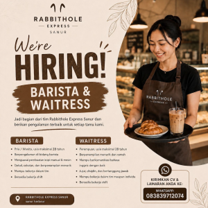 Lowongan Kerja Sebagai Barista, Waitress untuk Rabbithole Penempatan di Sanur, Denpasar