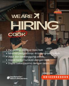 Lowongan Kerja Sebagai Cook, Bar, Waiter/ss, Steward, Cleaning Service untuk Warung Be Sanur Penempatan di Bali
