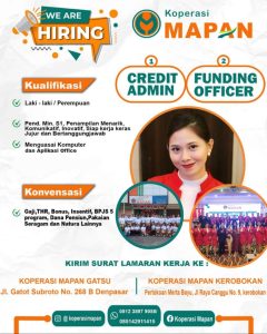 Lowongan Kerja Sebagai Credit Admin, Funding Officer untuk Koperasi MAPAN Penempatan di Bali