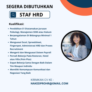 Lowongan Kerja Sebagai HRD, Admin Receiving untuk Penempatan di Bali