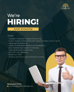 Lowongan Kerja Sebagai Junior Accounting, Staff Pajak untuk Golden Oak Group Penempatan di Denpasar