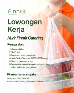 Lowongan Kerja Sebagai Kurir untuk Finnfit Catering Penempatan di Renon, Denpasar