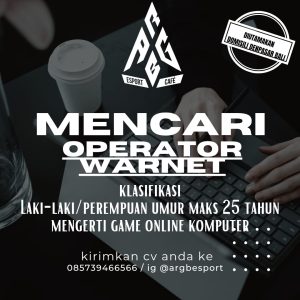 Lowongan Kerja Sebagai Operator Warnet Game Online untuk ARGB Esport Cafe Penempatan di Dalung, Badung