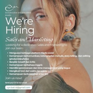 Lowongan Kerja Sebagai Sales dan Marketing untuk Cyn Jewelry Bali Penempatan di Denpasar