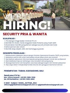 Lowongan Kerja Sebagai Security (Pria & Wanita) untuk PT Securitas Global Indonesia (SGI) Penempatan di Tuban,Badung
