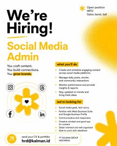 Lowongan Kerja Sebagai Social Media Admin untuk PT. Kalman Group Indonesia Penempatan di Denpasar