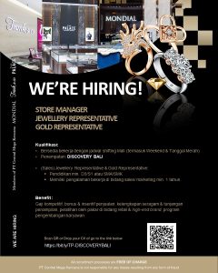 Lowongan Kerja Sebagai Store Manager, Jewellery Representative untuk PT Central Mega Kencana Penempatan di Badung