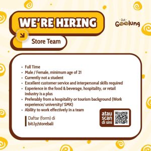 Lowongan Kerja Sebagai Store Team untuk Roti Goolung Penempatan di Bali