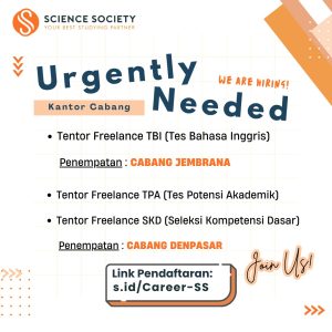 Lowongan Kerja Sebagai Tentor Freelance Bahasa Inggris (TBI), Seleksi Kompetensi Dasar (SKD), Tes Potensi Akademik (TPA) untuk SCIENCE SOCIETY Penempatan di Bali