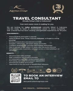 Lowongan Kerja Sebagai Travel Consultant untuk Karma Group Penempatan di Bali